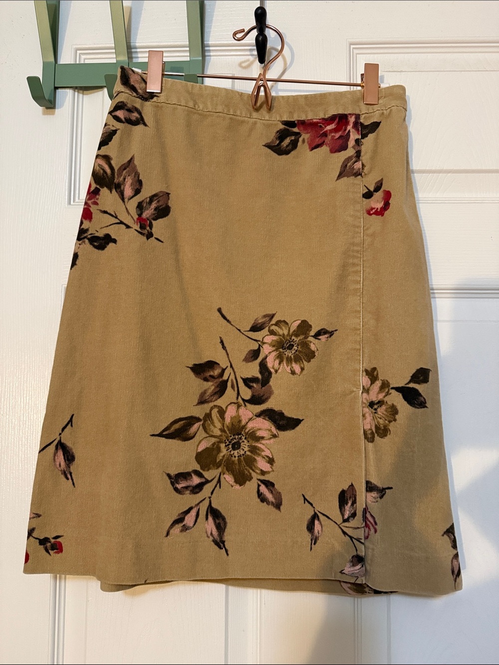 Women’s Floral A-Line Skirt - Tan with Pink & Brown Floral